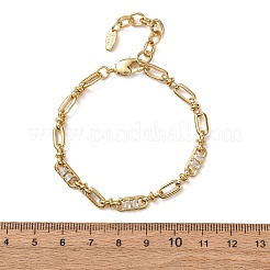 Pulseras de cadena de eslabones de circonita cúbica micropavé de latón ovalado y clip para mujer&nbsp;BJEW-D458-01G-02