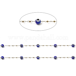 Catene a maglie con perline in vetro malocchio&nbsp;CHS-G028-04G-07