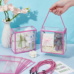 Faltbare transparente PVC-Kunststoffverpackungsboxen mit Seilgriffen&nbsp;AJEW-WH0816-131