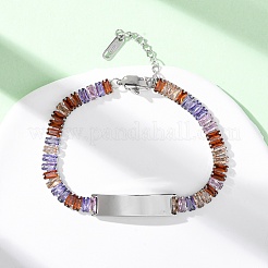 Bracelets à maillons en verre et acier inoxydable 304&nbsp;BJEW-G753-03P-03