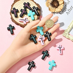 15 Stück 5 Farben Kreuz mit Wort Jesus Silikon Fokalperlen&nbsp;SIL-YW0002-04