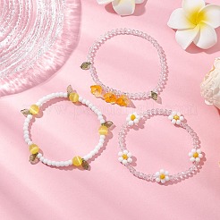 3 pz 3 colori set di bracciali con ciondoli in acrilico per le donne&nbsp;BJEW-TA00577-01