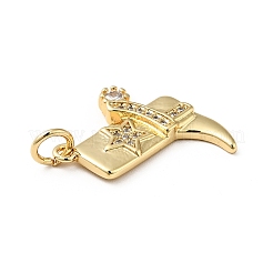 Placage de crémaillère en laiton micro pavé pendentifs en zircone cubique claire&nbsp;X-KK-E060-22G