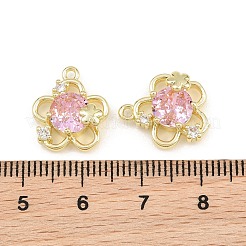 Pendentifs en laiton pavé de perles et de zircon cubiques roses&nbsp;CU-CBA8124-01C-G