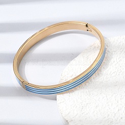 Brazaletes articulados de acero inoxidable 304 esmaltado a rayas para mujer&nbsp;SA-CBAC920-06G