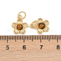 Breloques de fleurs en oeil de tigre naturel&nbsp;KK-B157-18G-03