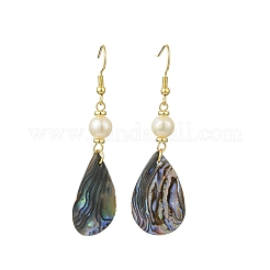 Natürliche Abalone-Muschel/Paua-Muschel-Ohrringe&nbsp;EJEW-JE07434-01