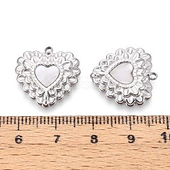 304 Edelstahl Pavé-Anhänger mit natürlichen weißen Muscheln&nbsp;STAS-N109-203P