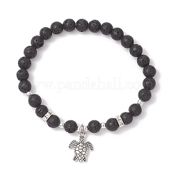 6 bracelet extensible en perles de pierre de lave naturelle&nbsp;BJEW-JB11992