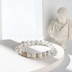Set di bracciali elastici con perline rotonde di howlite naturale&nbsp;BJEW-JB06980-01
