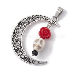 Pendentifs crâne turquoise synthétique halloween&nbsp;PALLOY-JF02650-01