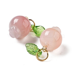 Breloques de fruits en agate naturelle avec feuille&nbsp;G-Z052-03A