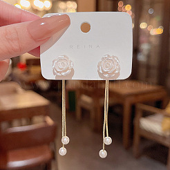 Pendientes con borlas de resina de aleación rosa&nbsp;FS-WG28E3C-01
