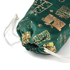 Bolsas de almacenamiento de terciopelo navideño con estampado dorado&nbsp;ABAG-Q053-01B-02E