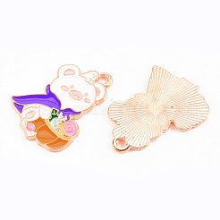 Pendenti smaltati in lega color oro chiaro&nbsp;ENAM-T018-03
