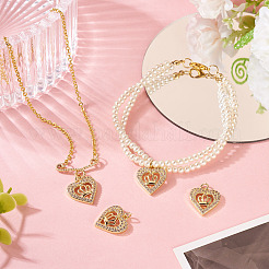 Ciondoli in ottone con micro pavé di zirconi da 2 pezzo&nbsp;KK-TA0002-78B-G