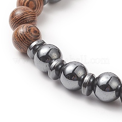 Bracelet extensible en pierres précieuses et perles de bois naturel pour hommes et femmes&nbsp;BJEW-JB09295