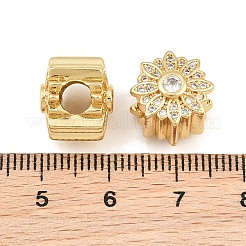 Micropave de latón transparente circonio cúbico cuentas europeas&nbsp;CU-CBA765C-08G