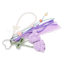 Decorazioni pendenti con perline rotonde in filato di cotone fatto a mano all'uncinetto&nbsp;HJEW-JM04387-03
