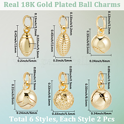12pcs 6 styles pendentifs en laiton&nbsp;KK-BBC0025-57
