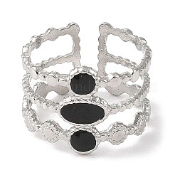 Ovale offene Manschettenringe aus 304 Edelstahl mit Emaille für Damen&nbsp;RJEW-F166-32P-01