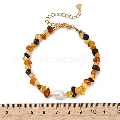 Braccialetti elastici con perline di ambra naturale per donna&nbsp;BJEW-JB13716
