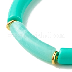 Bracciale elasticizzato con perline in tubo curvo in acrilico bicolore&nbsp;BJEW-JB07971-03