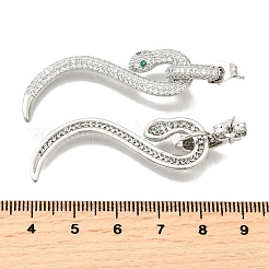 Pendientes colgantes de latón con forma de serpiente y circonita cúbica para mujer&nbsp;EJEW-F367-01B-P