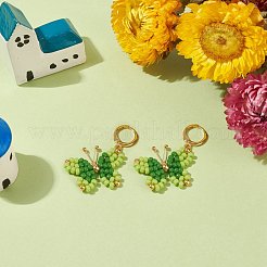 3 paio di orecchini a leva pendenti con farfalla intrecciata in vetro a 3 colori&nbsp;EJEW-TA00127