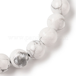 Pulseras de cuentas trenzadas de howlita natural redonda de 8 mm&nbsp;BJEW-C067-01B-08