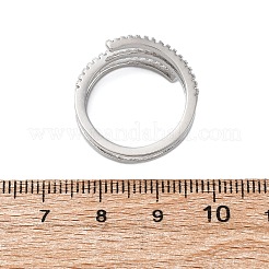 Anelli da donna aperti con micro pavé di zirconi cubici trasparenti in ottone&nbsp;RJEW-S624-04P
