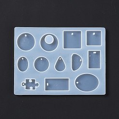 Silikonformen mit geometrischen Formen und Puzzleteilen&nbsp;X-DIY-D076-03