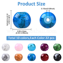 220 Stück 10 Farben Backfarbe Glas runde Perlen&nbsp;DGLA-YW0001-59