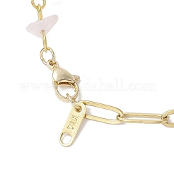 Collares de cadena con clip de acero inoxidable 304 y cuentas de cuarzo rosa natural hechas a mano&nbsp;NJEW-JN05499-03