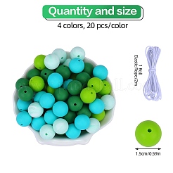 80 Stück runde Silikon-Fokalperlen im 4-Stil&nbsp;SIL-SZ0001-22C