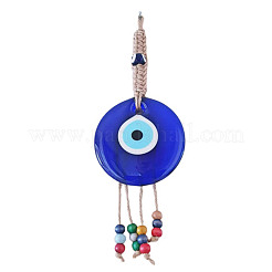 Tondo piatto con decorazioni pendenti con nappe in vetro malocchio&nbsp;EVIL-PW0002-15