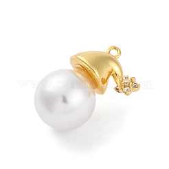 Pendenti in ottone placcato con zirconi cubici e pendenti in perle finte ABS&nbsp;KK-Q010-09G
