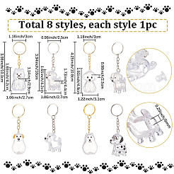 8 portachiavi con ciondolo in resina a forma di cane in 8 stili&nbsp;KEYC-SC0002-09