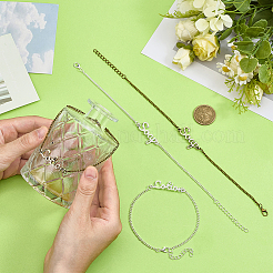 Set di 4 braccialetti con maglie a forma di sapone e lozione con 4 parole&nbsp;BJEW-OC0001-04