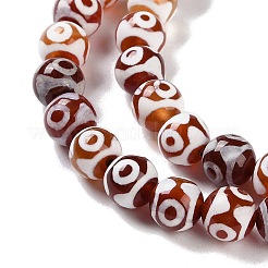 Fili di perle di agata dzi naturale tibetana a 3 occhio&nbsp;G-B084-A09-02