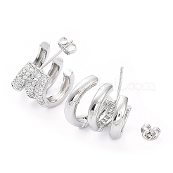 Aretes redondos con circonitas cúbicas transparentes&nbsp;EJEW-G350-02P