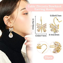 20 Stück Messing-Mikropavé-Ohrringhaken mit klarem Zirkonia&nbsp;ZIRC-BBC0002-59G