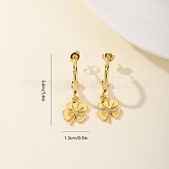 Boucles d'oreilles pendantes en acier inoxydable avec trèfle&nbsp;FD4854-1