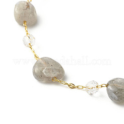 Set di cavigliere con perle di labradorite naturale per ragazze donne&nbsp;AJEW-AN00450-02