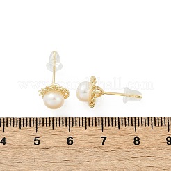 Orecchini a bottone in ottone con perle finte&nbsp;KK-D301-05G