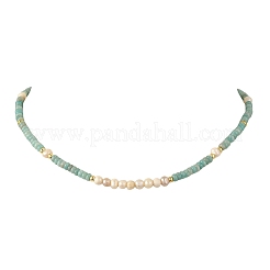 Sets aus Armbändern und Halsketten aus natürlichem Amazonit und natürlichen Süßwasserzuchtperlen&nbsp;SJEW-JS01386
