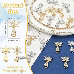 4 Stück 2 Farben Messing Micro Pave Zirkonia Anhänger&nbsp;KK-YW0004-42