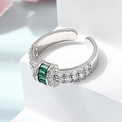 Bagues ouvertes en laiton avec micro pavé de zircones cubiques pour femmes&nbsp;RJEW-L343-04P-02