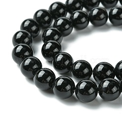 Strang aus natürlich gefärbten und erhitzten schwarzen Onyx-Rundperlen&nbsp;X-G-L087-12mm-01