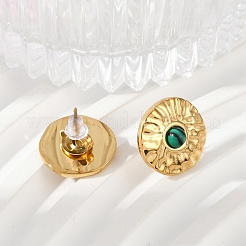 Ohrstecker aus synthetischem Malachit aus Edelstahl 304&nbsp;EJEW-G423-09G-02
